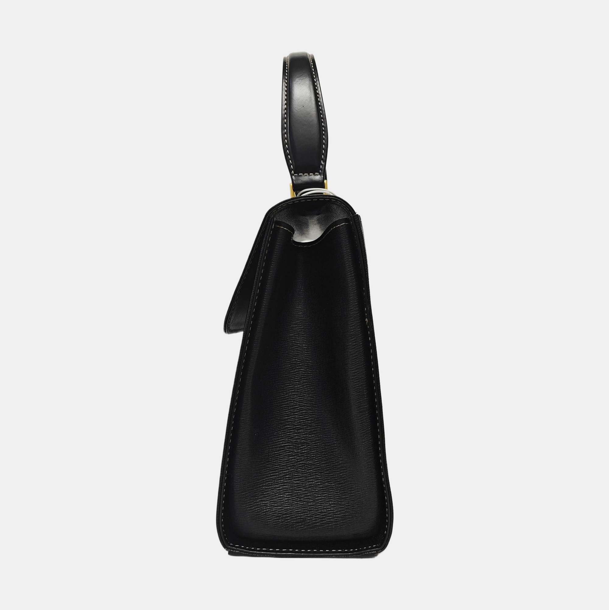 Calfskin Top Handle Bag Black