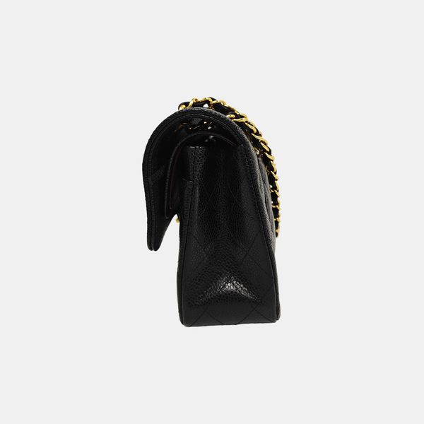 CLASSIC FLAP Small Quilted Grained Calfskin Black