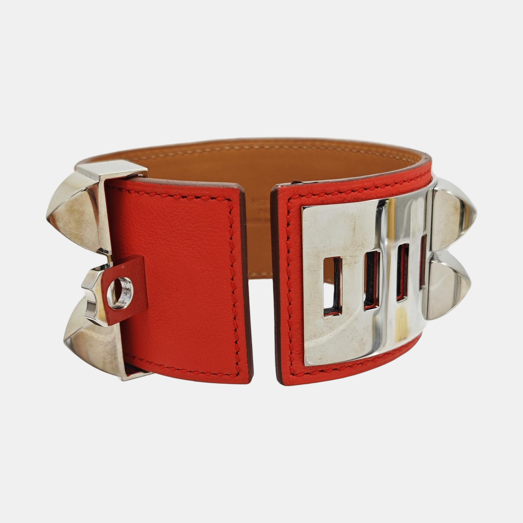 Collier De Chien Leather Orange Bangle