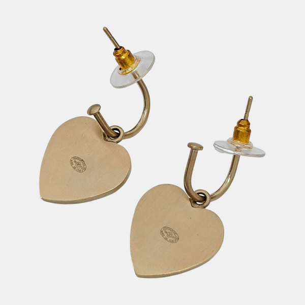 CC Logo Metal White Stud Earrings
