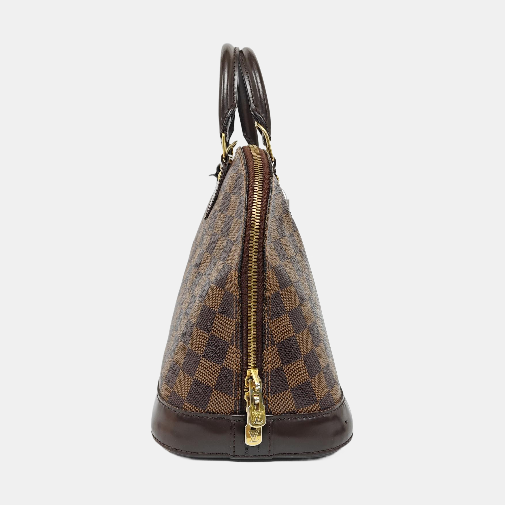 Authenticated pre-owned  ALMA PM Damier Ebene Coated Canvas Brown - Top Handle Bag at Looply