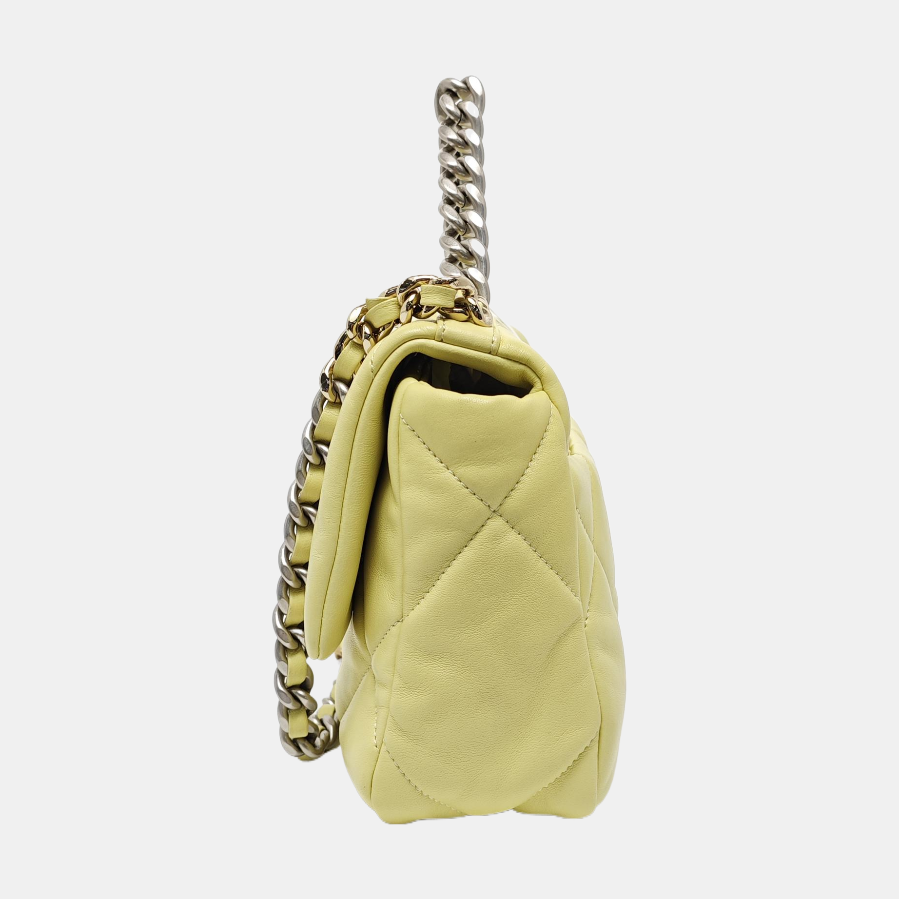 CHANEL 19 Small Quilted Lambskin Yellow