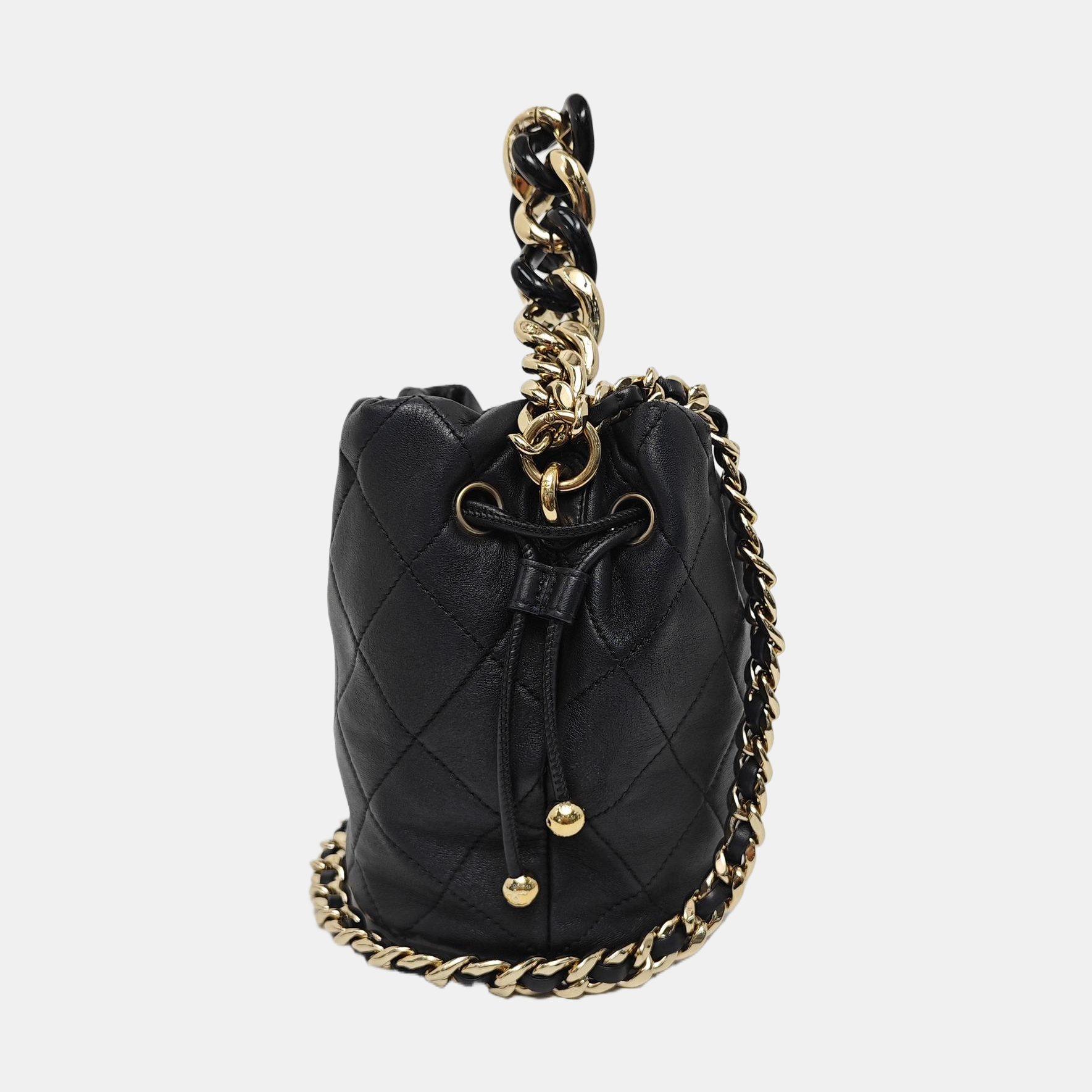DRAWSTRING Quilted Lambskin Black