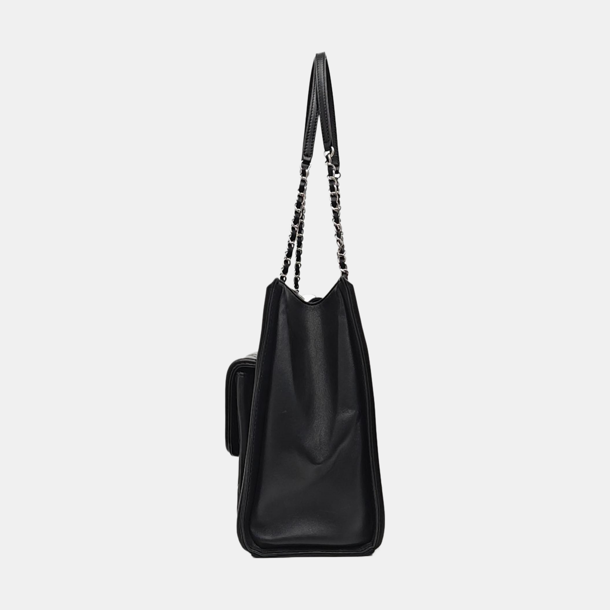 Quilted Lambskin Tote Bag Black