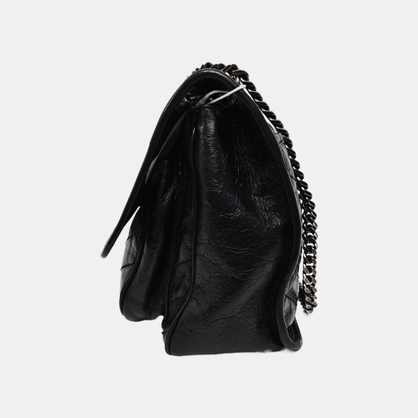 NIKI Medium Chevron Calfskin Black