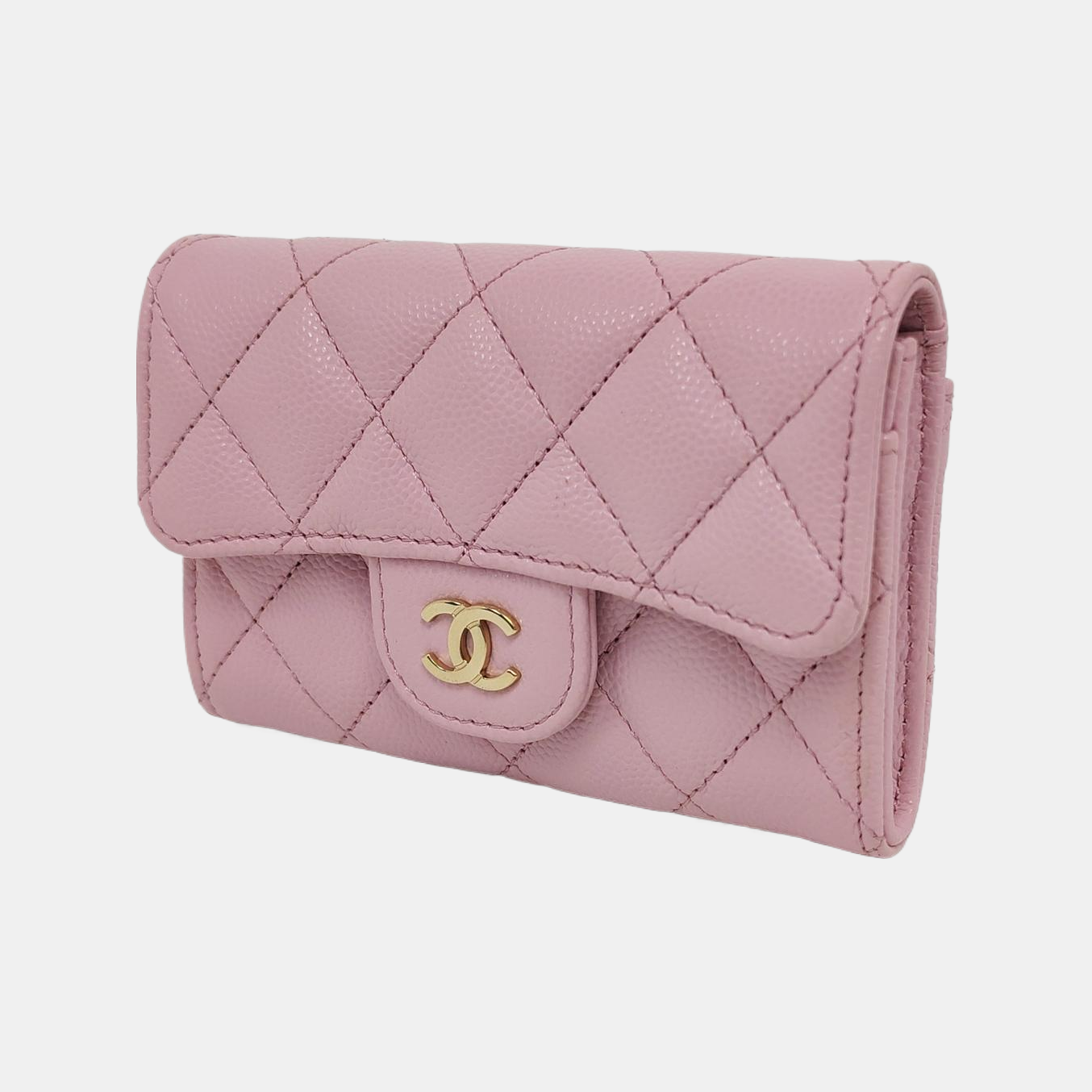 CLASSIC FLAP Quilted Grained Calfskin Red Card Holder