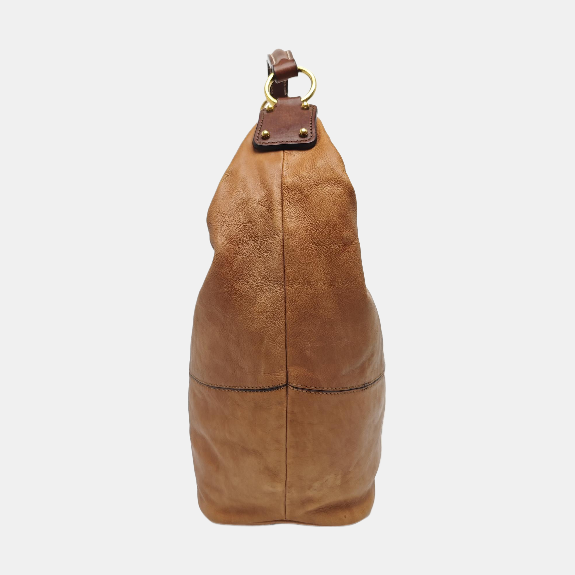 Calfskin Top Handle Bag Brown