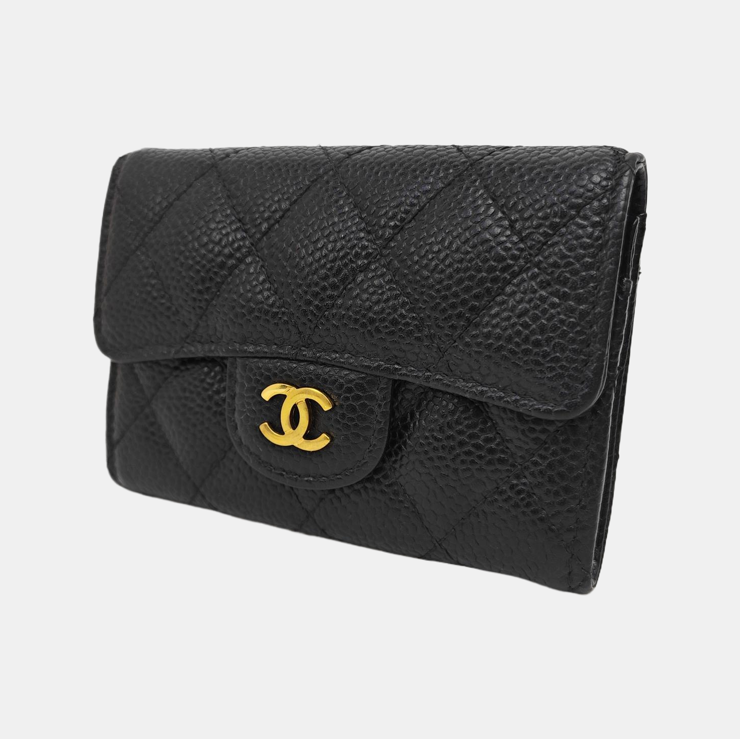 CLASSIC FLAP Quilted Grained Calfskin Black Wallet
