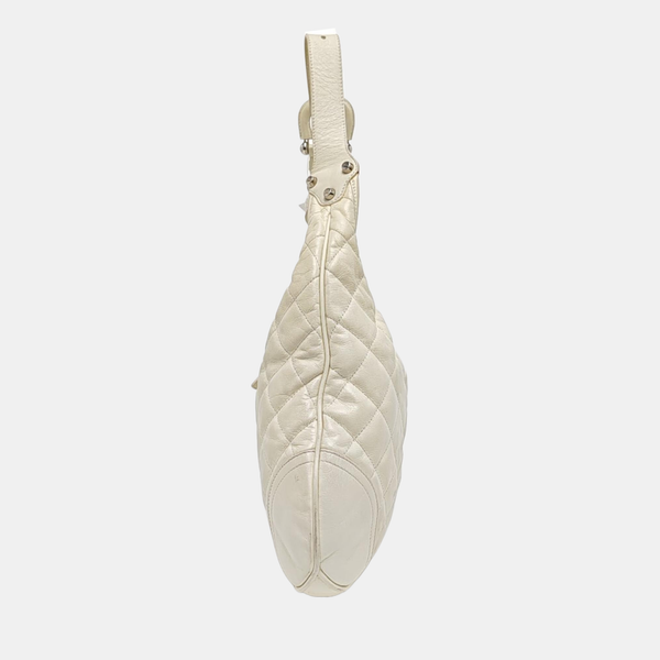 Quilted Calfskin Tote Bag White