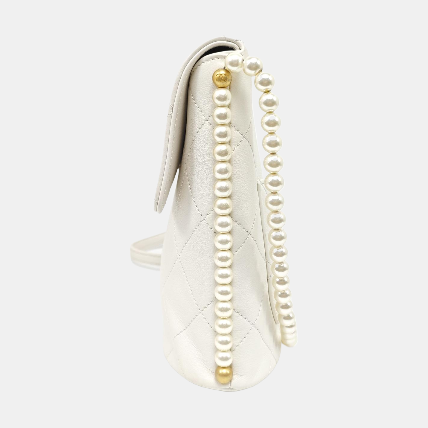 Quilted Calfskin Shoulder Bag Small White