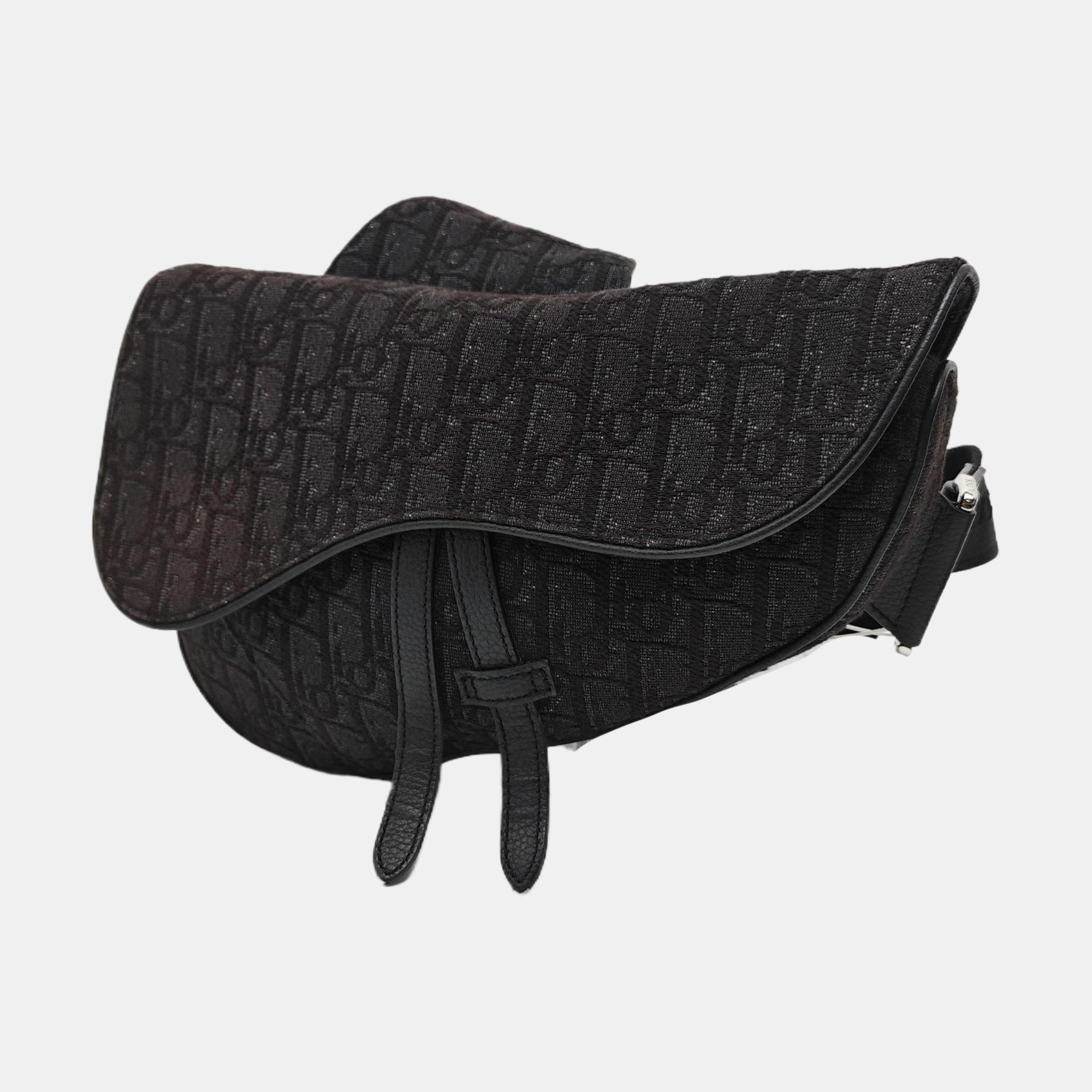 Saddle Medium Oblique Canvas Black