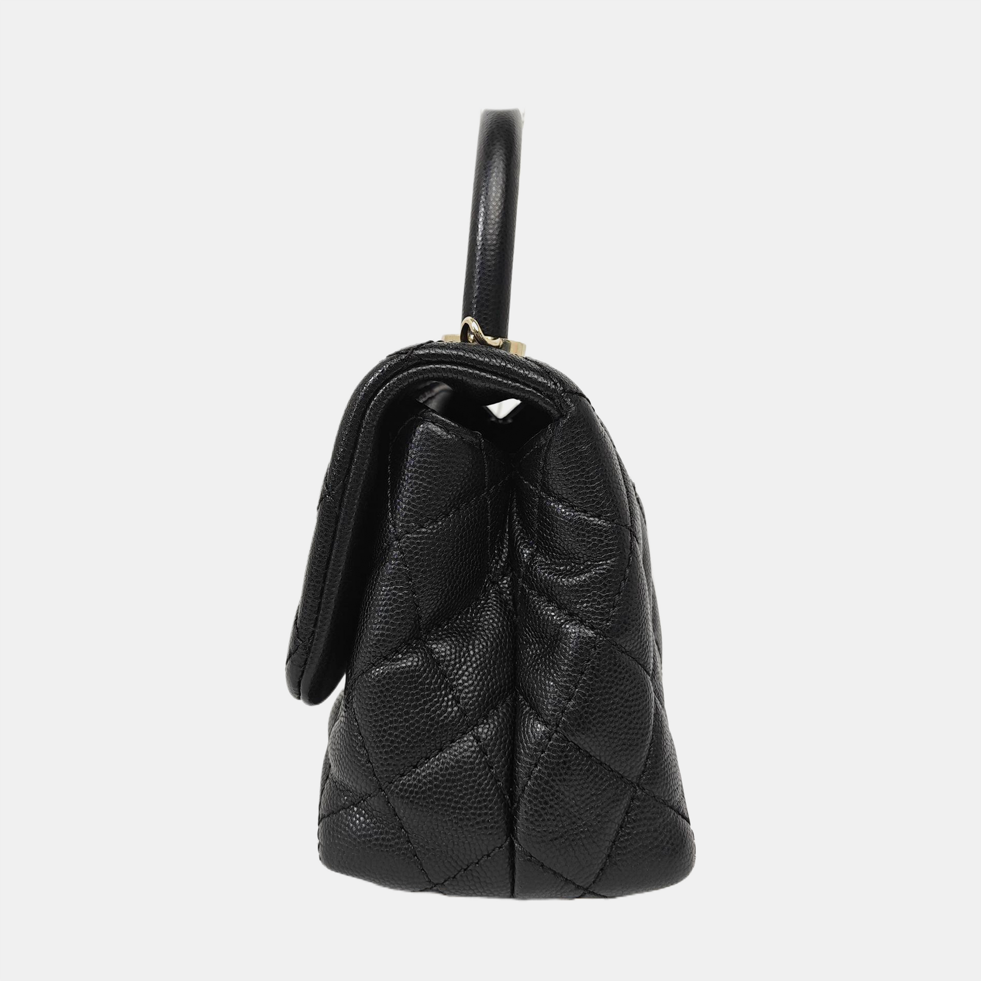 COCO HANDLE Mini Quilted Grained Calfskin Black