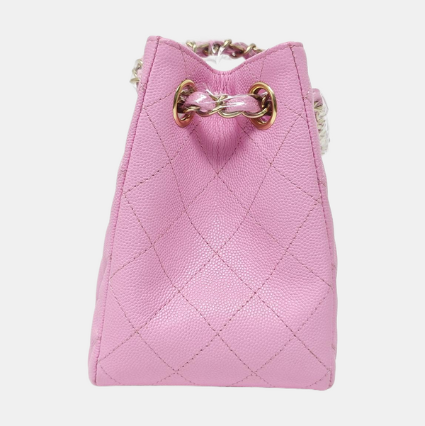 23P TOTE Piel de becerro graneada acolchada Morado
