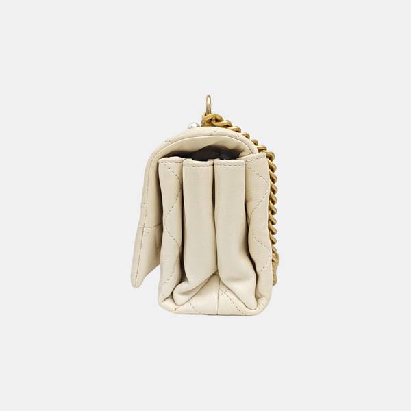 Quilted Calfskin Shoulder Bag White