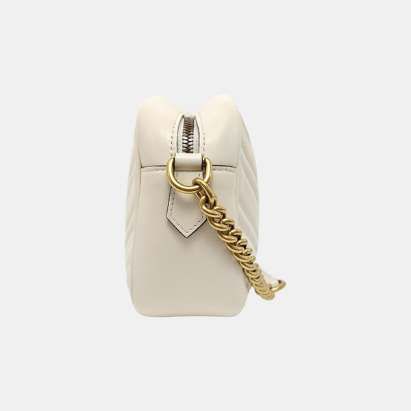 GG Marmont Small Quilted Calfskin White