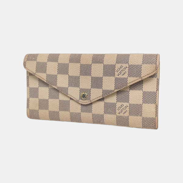 SARAH Damier Azur Coated Canvas White Wallet