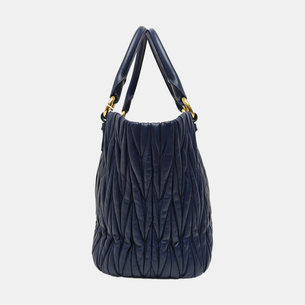 Quilted Lambskin Tote Bag Blue