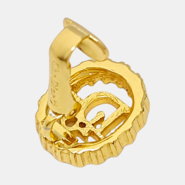Dior Oblique Metal Gold Clip On Earrings