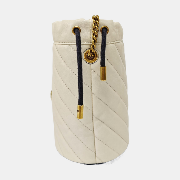 GG Marmont Mini Quilted Calfskin White