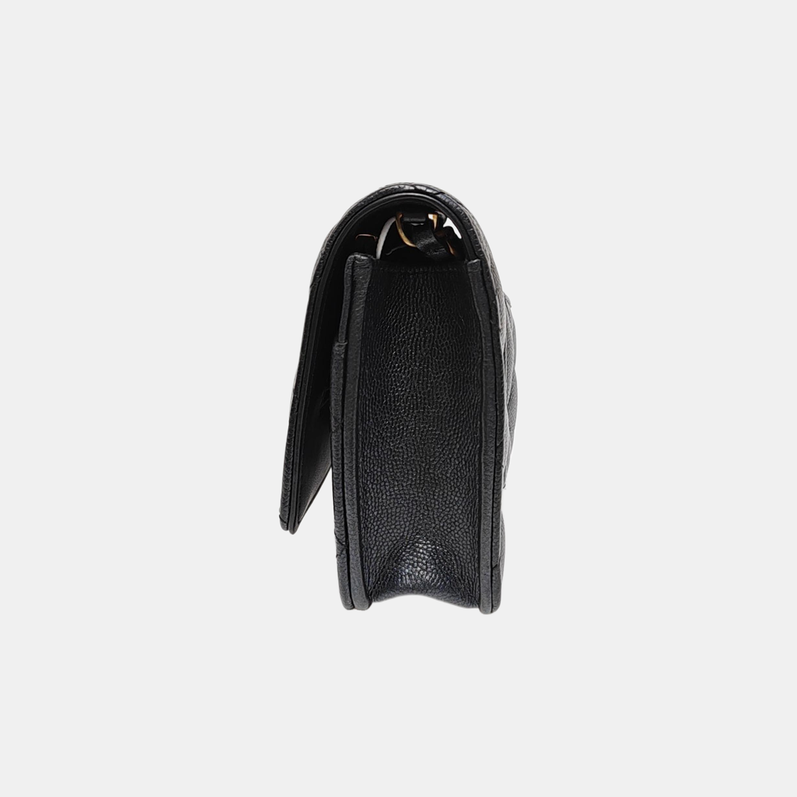 Quilted Grained Calfskin Shoulder Bag Black