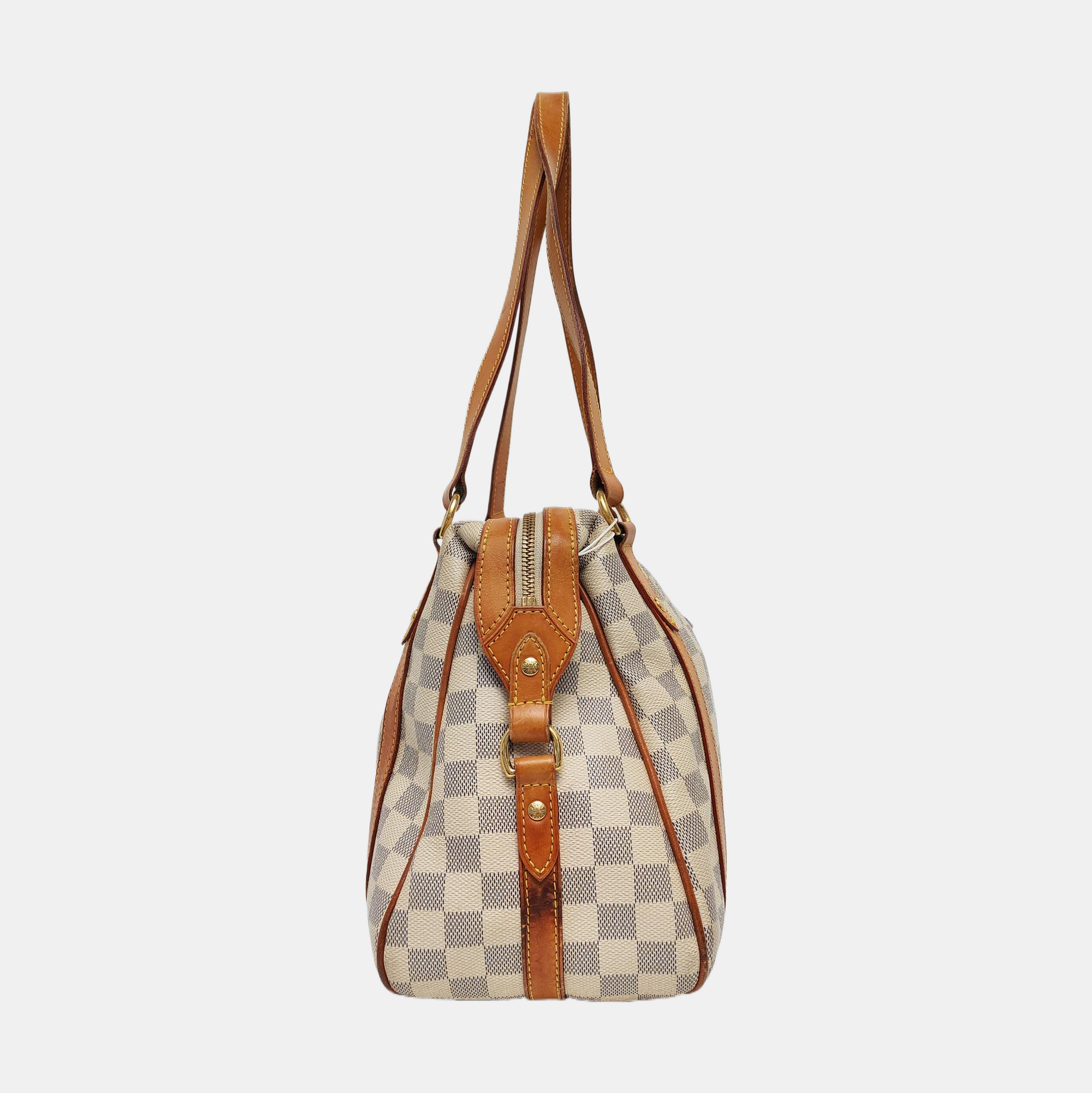 STRESA PM Damier Azur Coated Canvas White