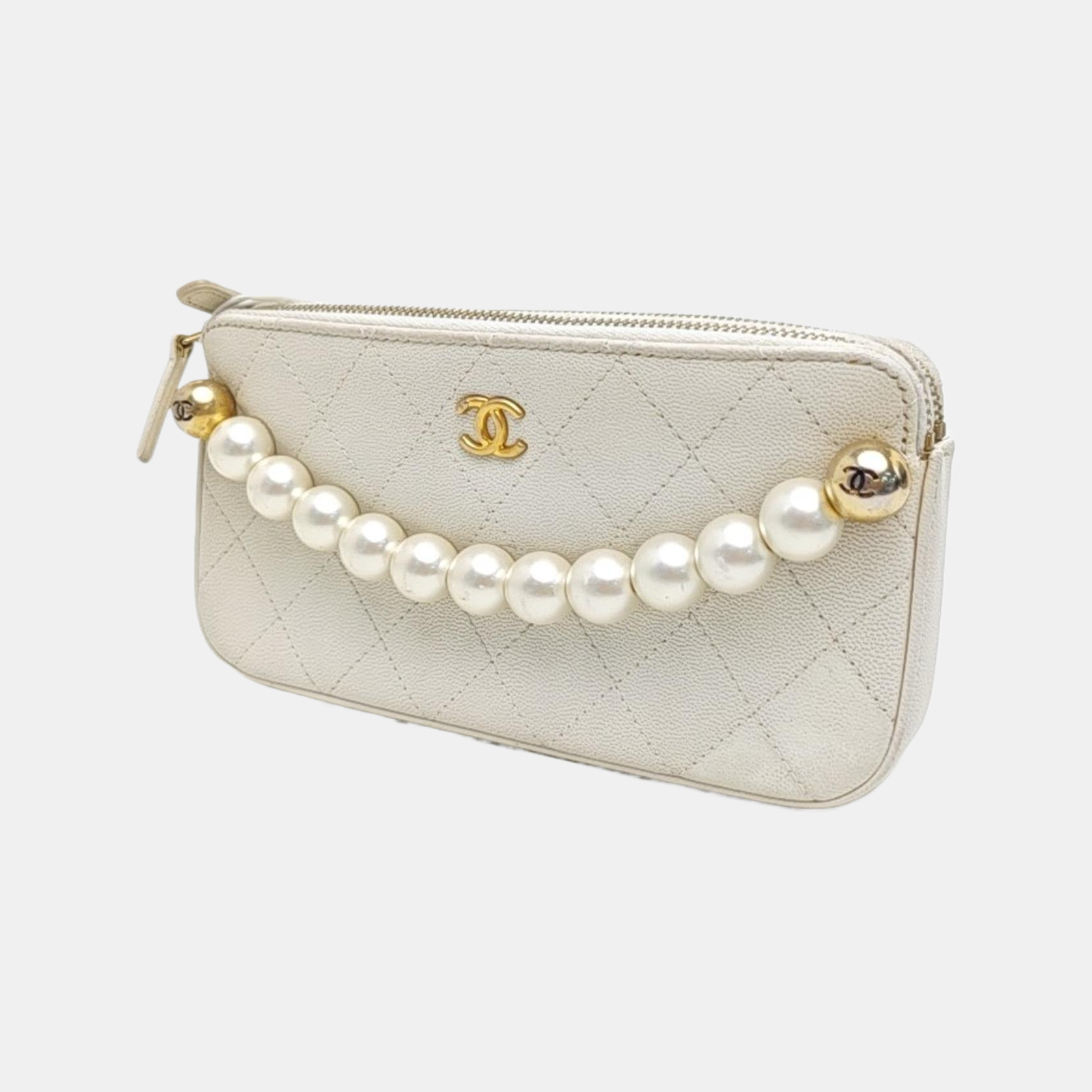Quilted Lambskin Clutch White