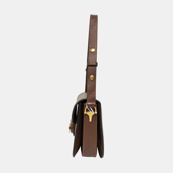 Horsebit 1955 Medium Monogram Coated Canvas Beige