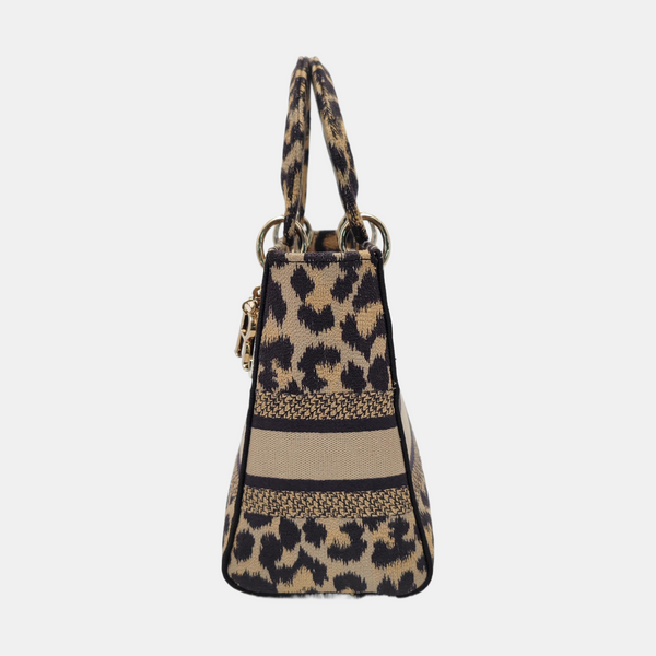 Authenticated pre-owned  Lady Dior Medium Fabric Beige - Tote Bag at Looply