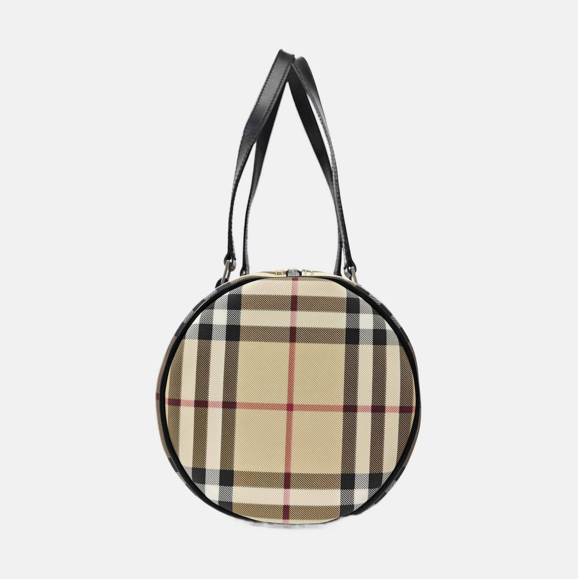 Coated Canvas Top Handle Bag Beige
