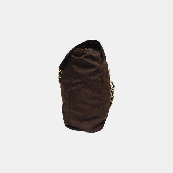 Quilted Nylon Shoulder Bag Brown