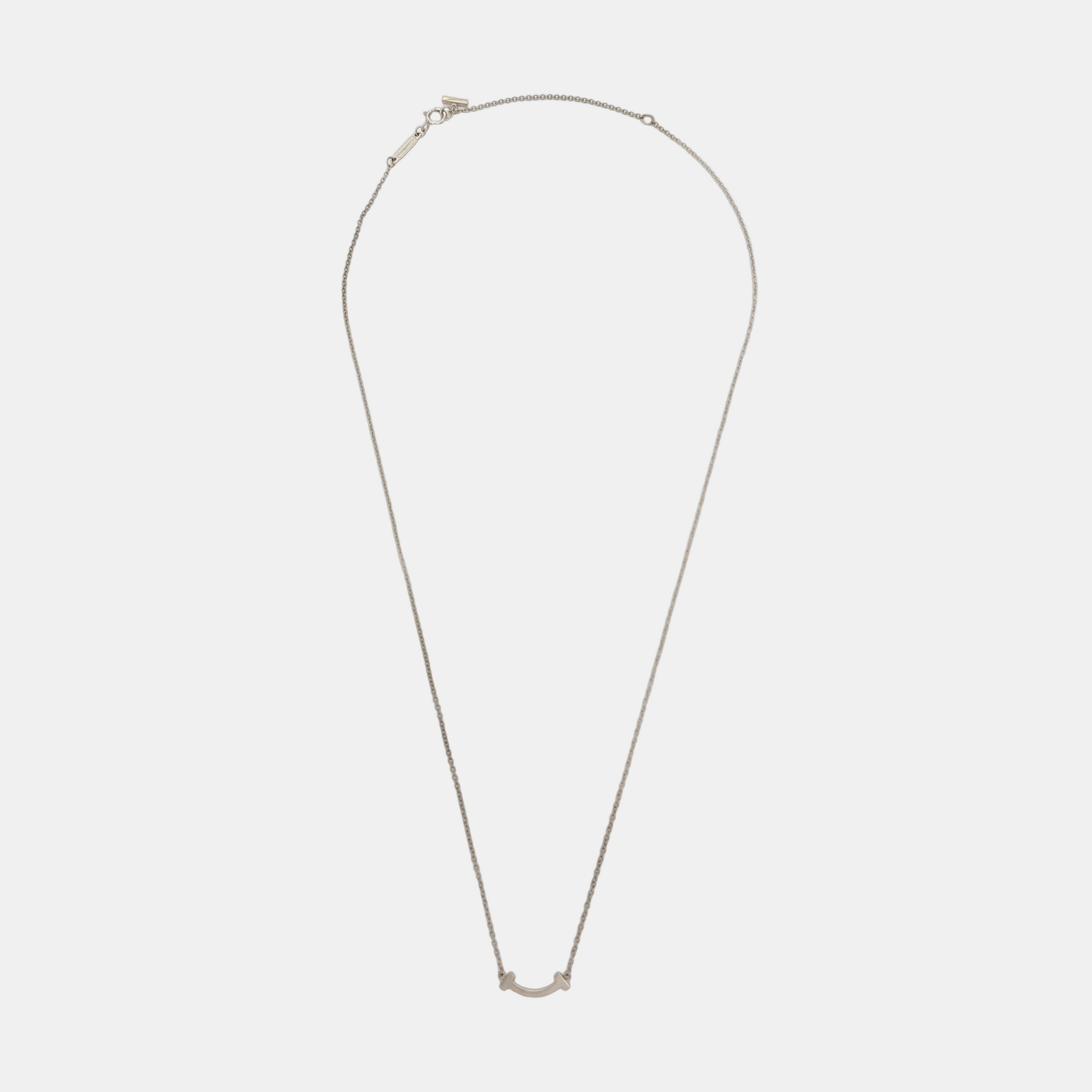Tiffany T 18k White Gold Silver Necklace