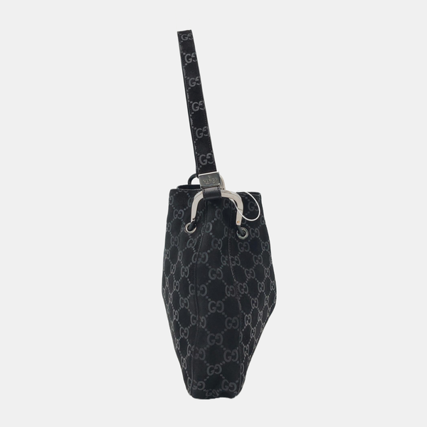 Monogram Suede Top Handle Bag Black