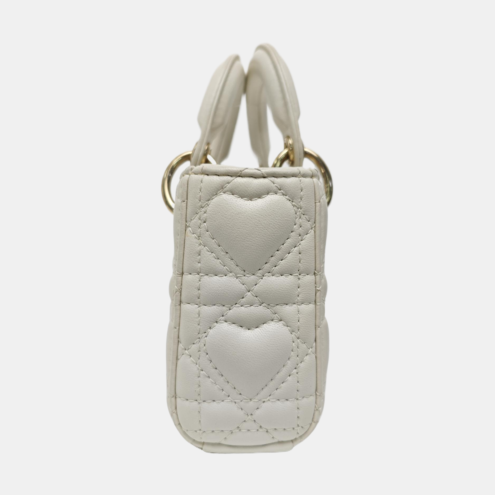 Lady D-Joy Super Mini Cannage Lambskin White