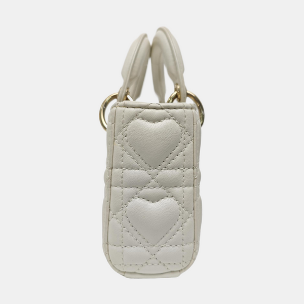 Lady D-Joy Super Mini Cannage Lambskin White