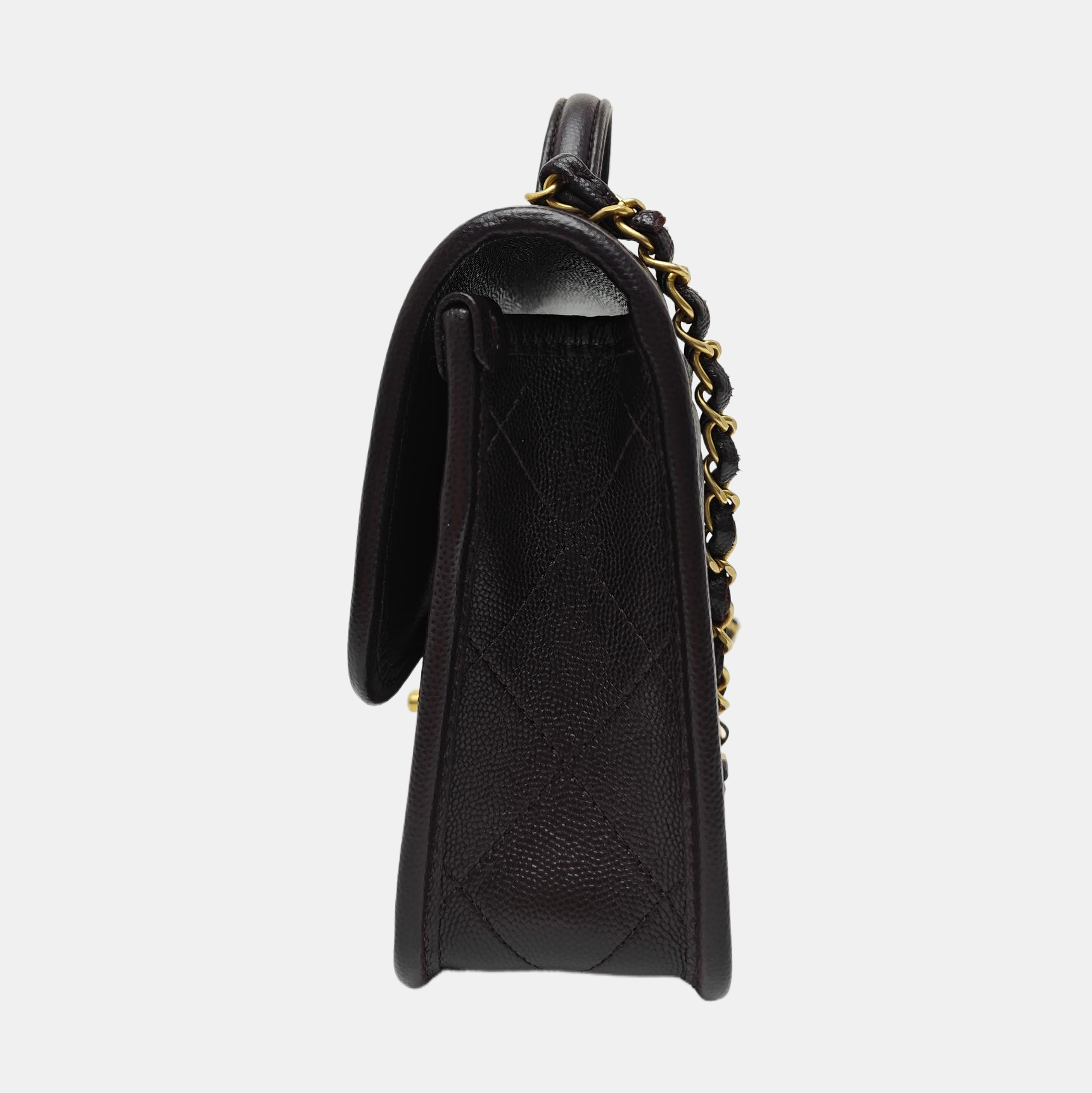 Quilted Grained Calfskin Shoulder Bag Brown