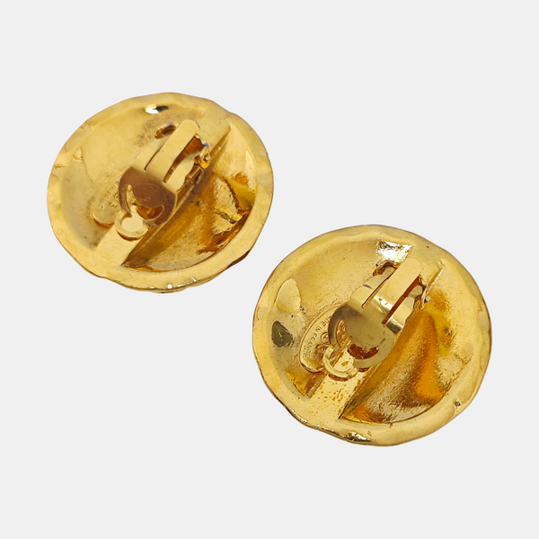 Vintage Metal Gold Clip On Earrings
