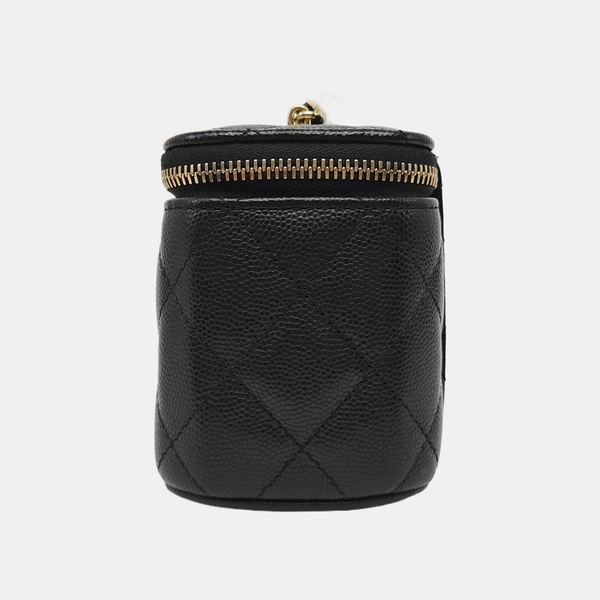 VANITY CASE Mini Quilted Grained Calfskin Black