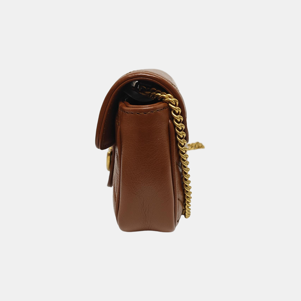 GG Marmont Mini Quilted Calfskin Brown