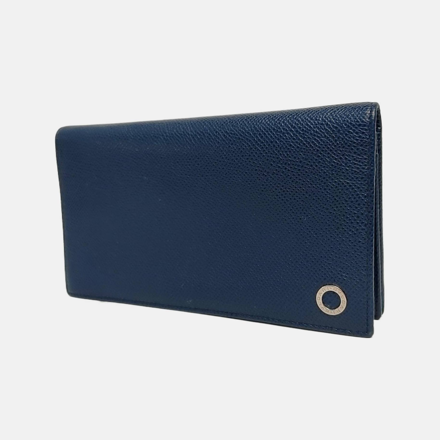 BVLGARI Calfskin Blue Wallet