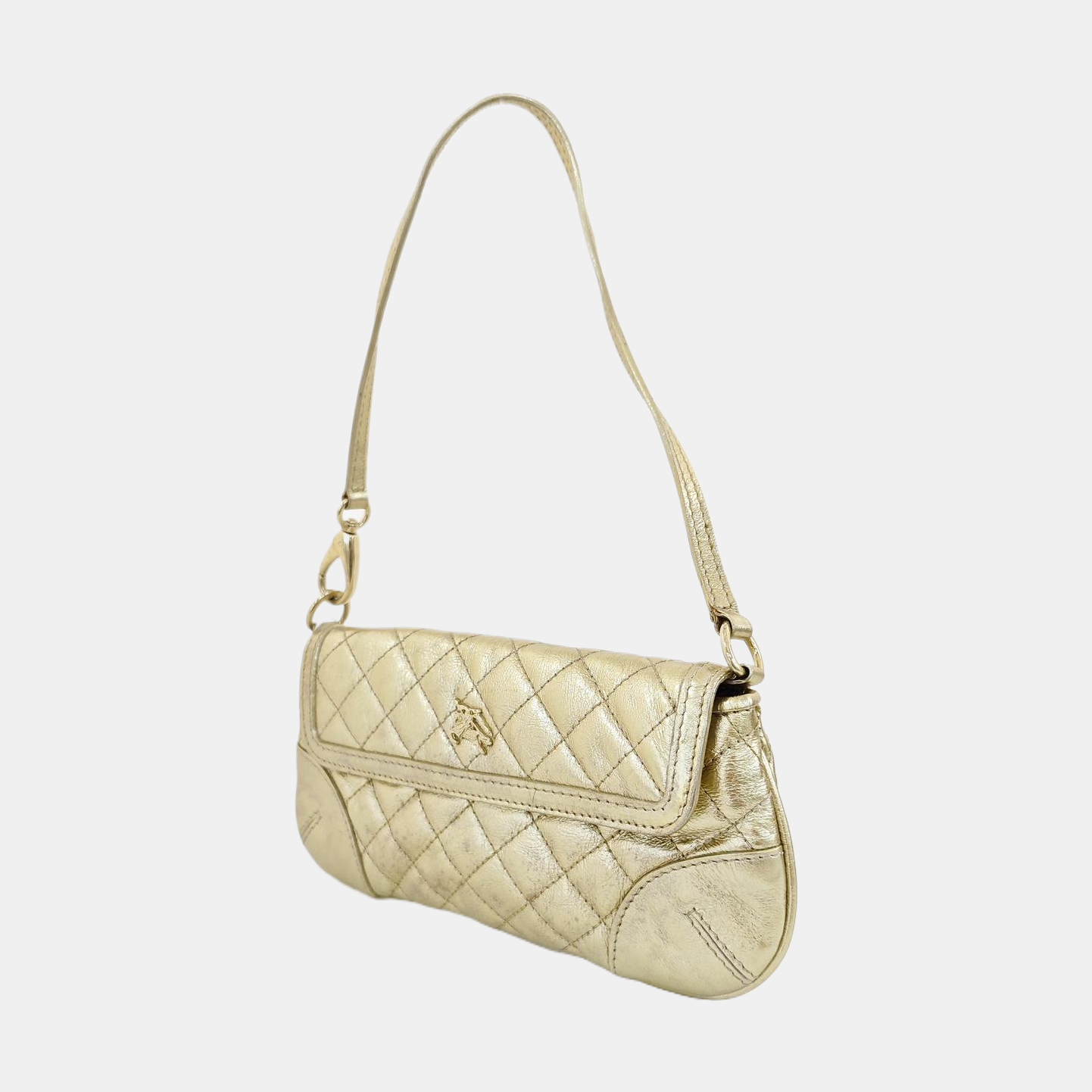 Quilted Calfskin Top Handle Bag Gold