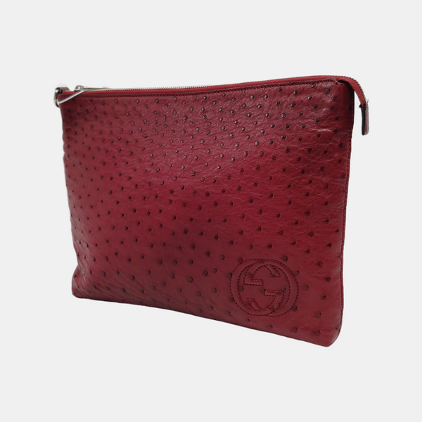 Soho Medium Quilted Ostrich Red