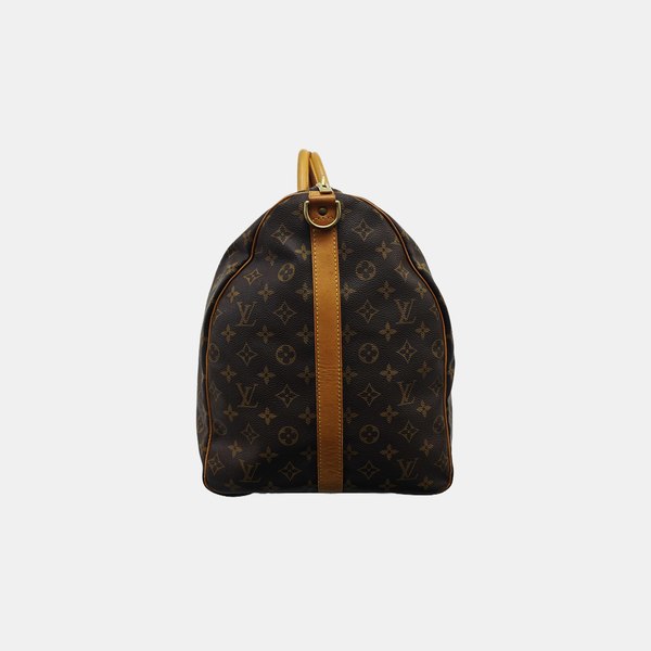 KEEPALL 60 Monogram Coated Canvas Brown