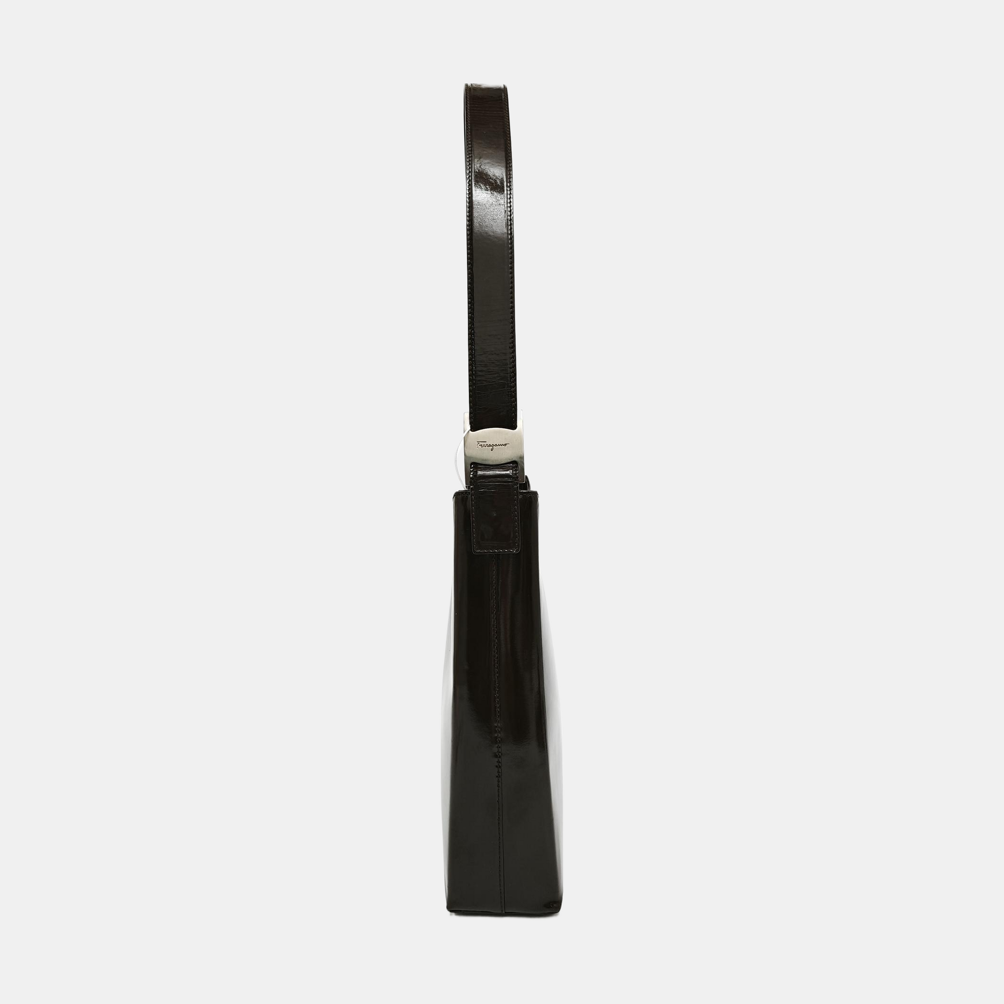Patent Leather Shoulder Bag Brown