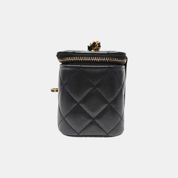 VANITY CASE Small Quilted Grained Calfskin Black