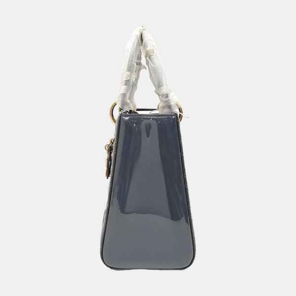 Lady Dior Medium Cannage Patent Leather Blue
