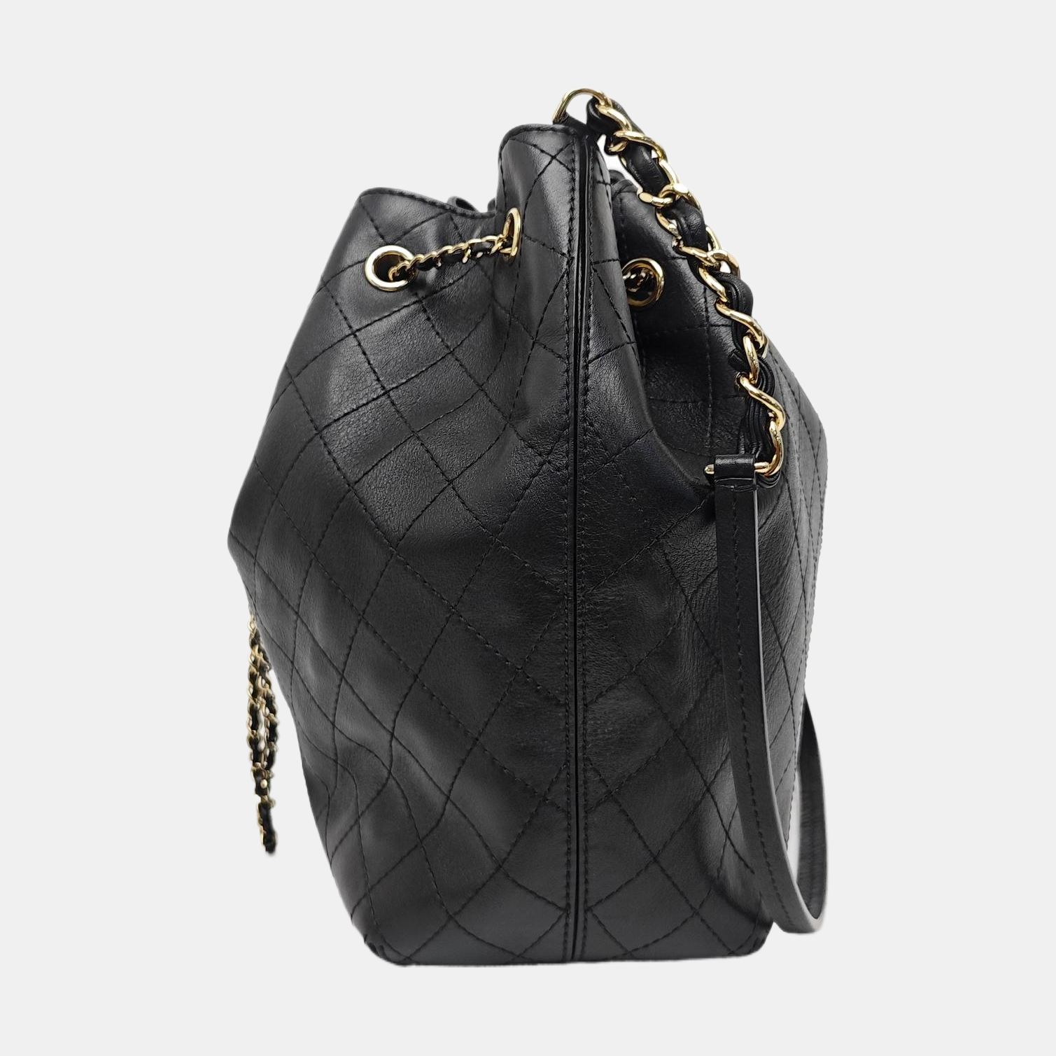 DRAWSTRING Quilted Calfskin Black