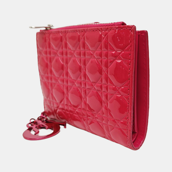 Lady Dior Super Mini Cannage Lambskin Red Wallet