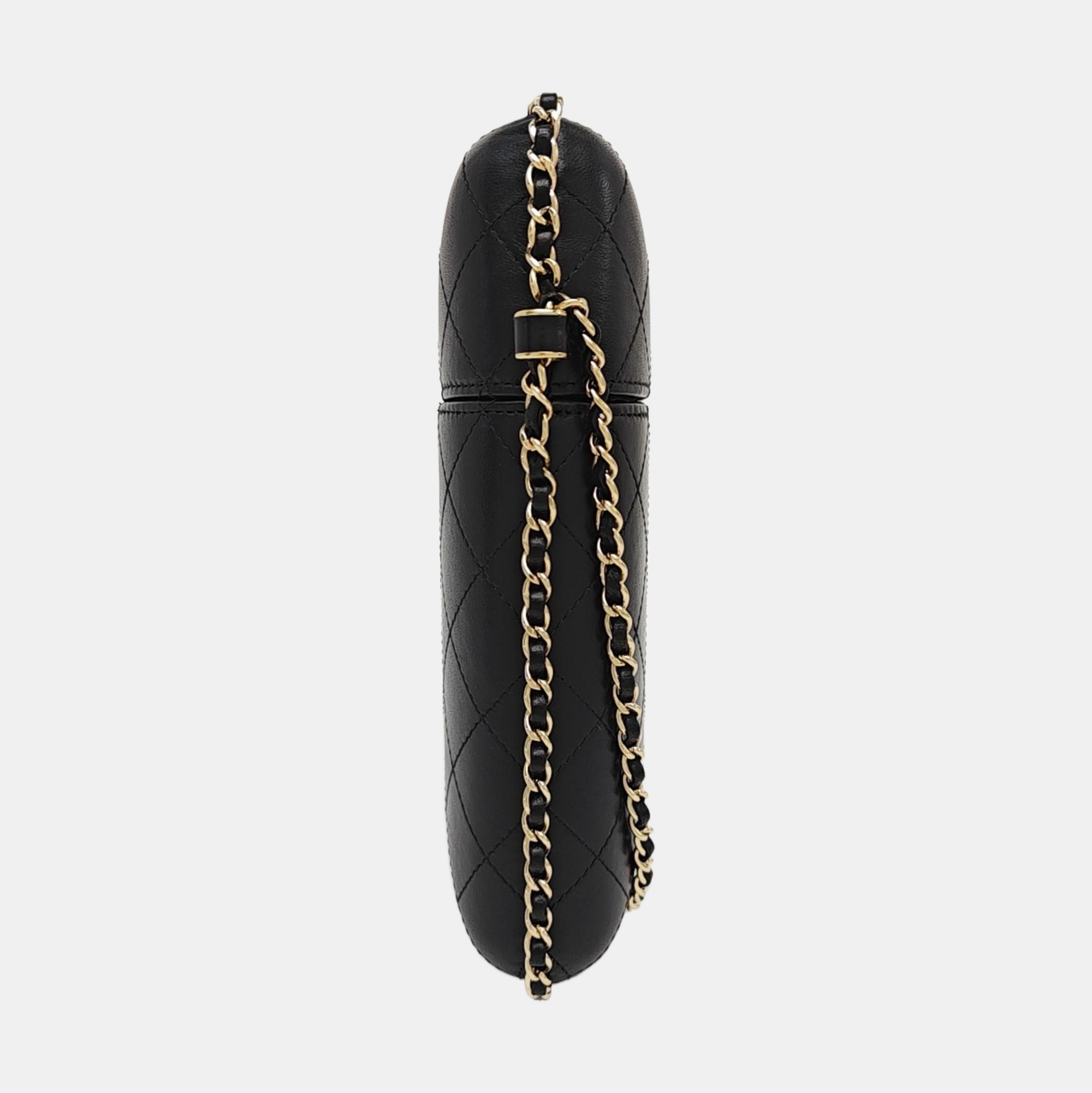 Quilted Lambskin Shoulder Bag Black