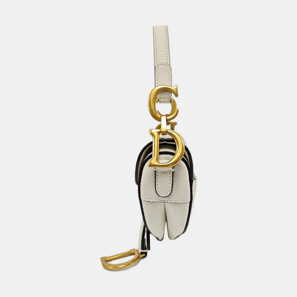 Authenticated pre-owned  Saddle Mini Calfskin White - Top Handle Bag at Looply