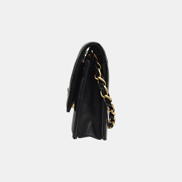 Quilted Lambskin Shoulder Bag Black